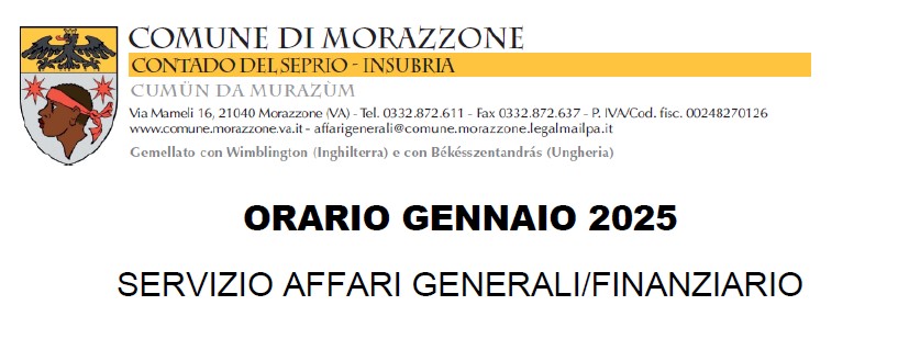 Orario GENNAIO 2025